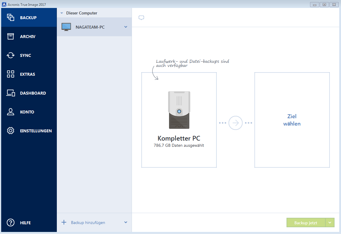 Acronis True Image Installation abgeschlossen