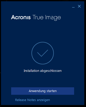 Acronis Installation 2017 fertig